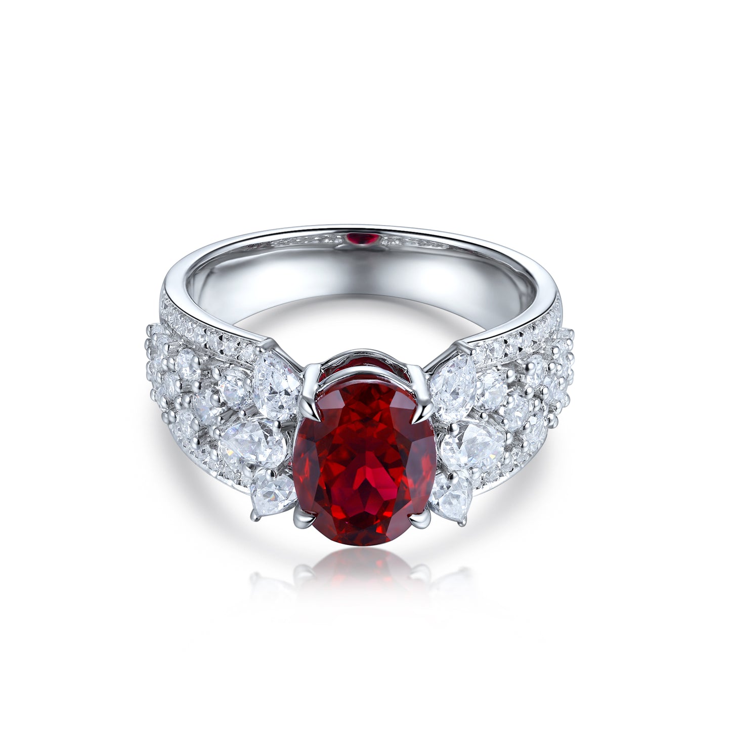 ANSTER JEWELRY 2.5 CTW Oval Lab Grown Ruby S925 Ring plated
