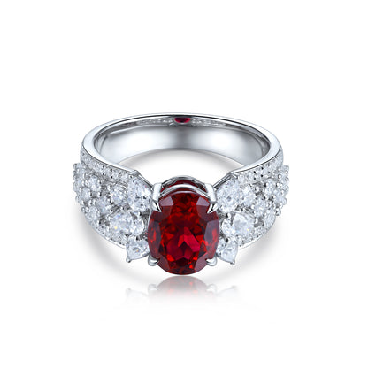 ANSTER JEWELRY 2.5 CTW Oval Lab Grown Ruby S925 Ring plated