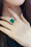 ANSTER JEWELRY 6.7 CTW Princess Lab Grown Emerald 18K Gold Ring