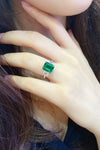 ANSTER JEWELRY 1.3 CTW Princess Lab Grown Emerald 18K Gold Ring