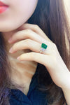 ANSTER JEWELRY 1.3 CTW Princess Lab Grown Emerald 18K Gold Ring