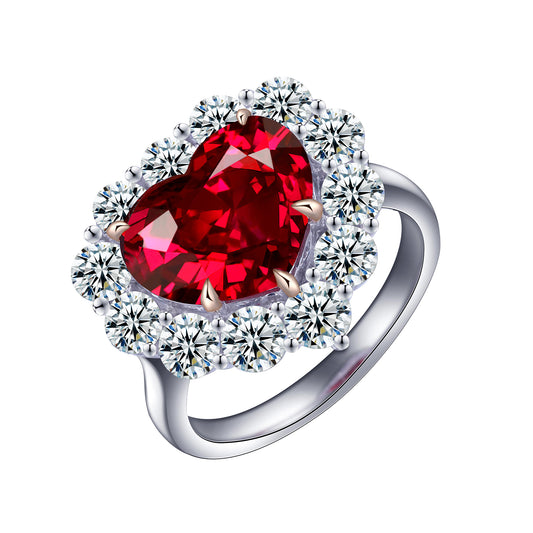 7.5 CTW Heart Lab Grown Ruby S925 Ring plated