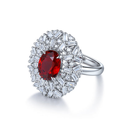 3.6 CTW Oval Lab Grown Ruby S925 Ring plated