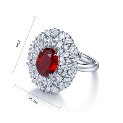 3.6 CTW Oval Lab Grown Ruby S925 Ring plated