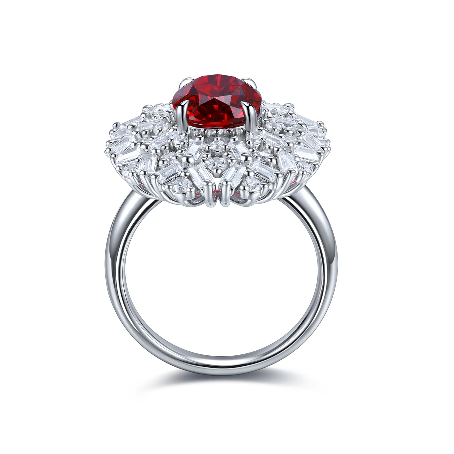 3.6 CTW Oval Lab Grown Ruby S925 Ring plated