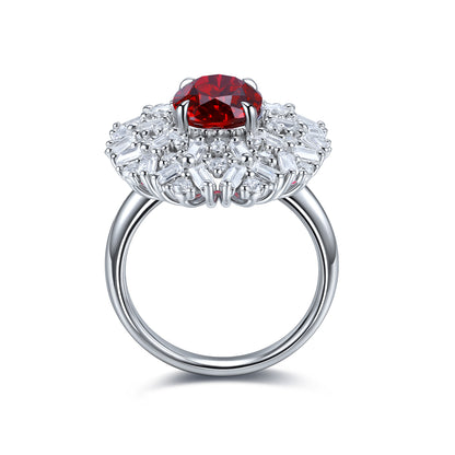 3.6 CTW Oval Lab Grown Ruby S925 Ring plated