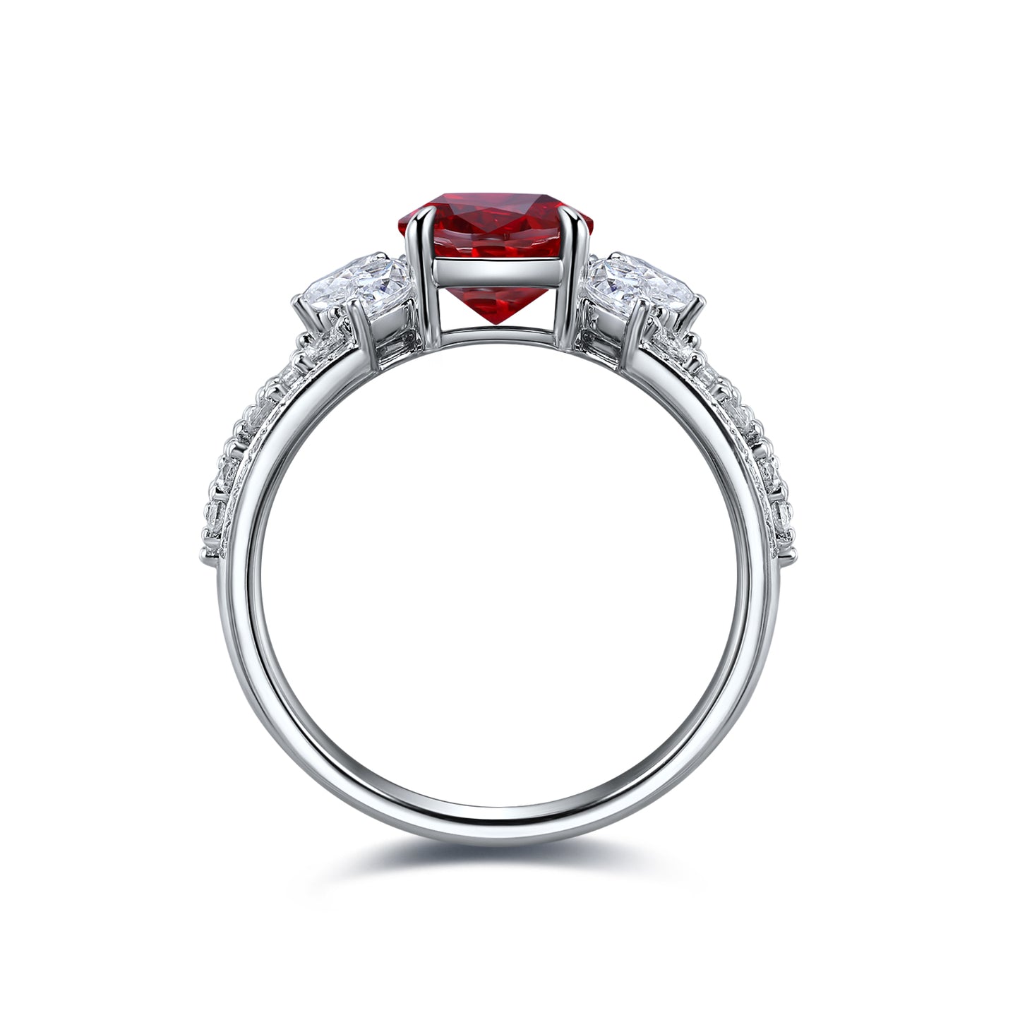 ANSTER JEWELRY 2.5 CTW Oval Lab Grown Ruby S925 Ring plated