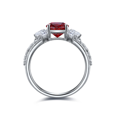ANSTER JEWELRY 2.5 CTW Oval Lab Grown Ruby S925 Ring plated