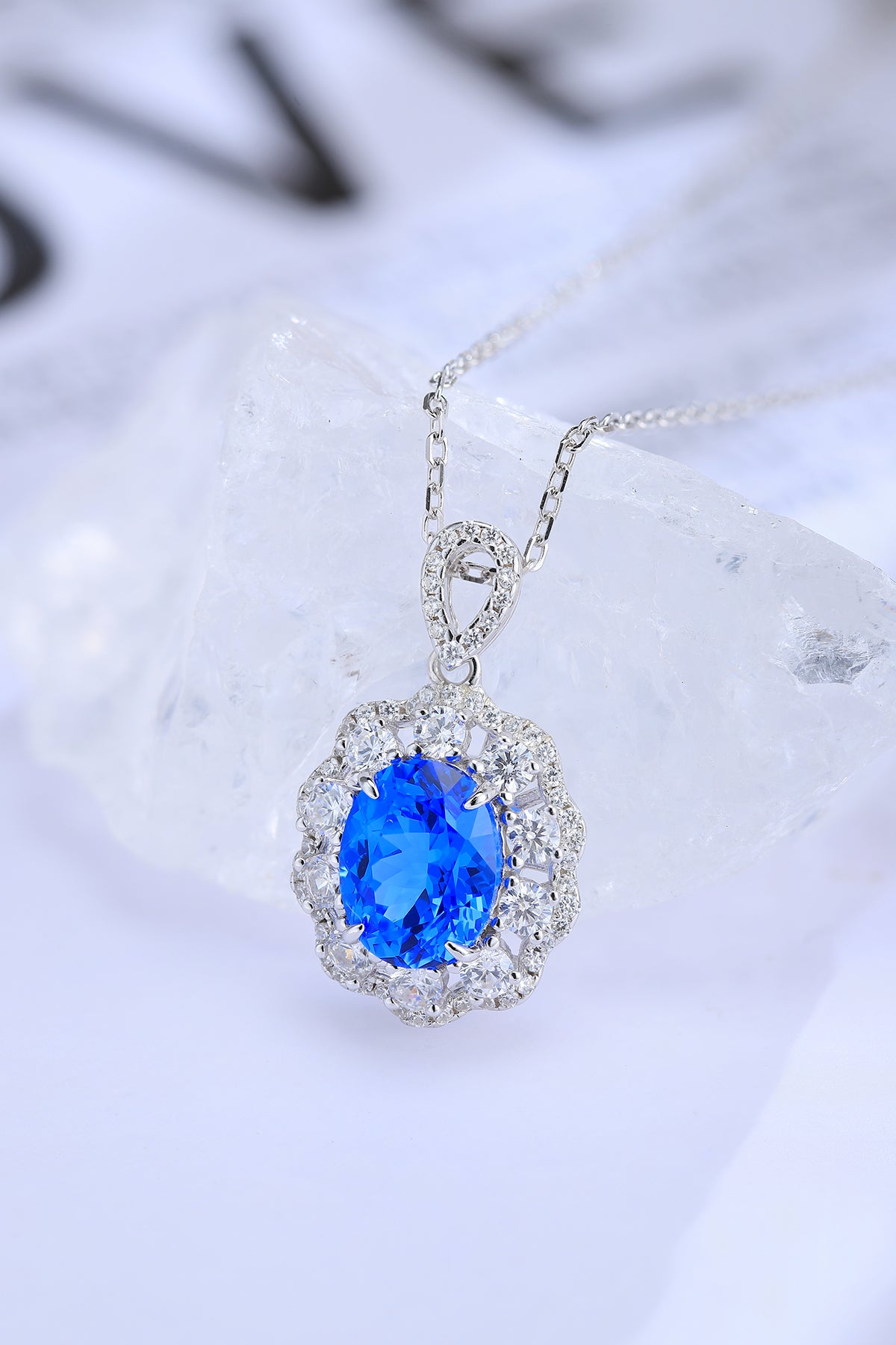 ANSTER JEWELRY 2.4 CTW Oval Lab Grown Spinel S925 Necklace plated
