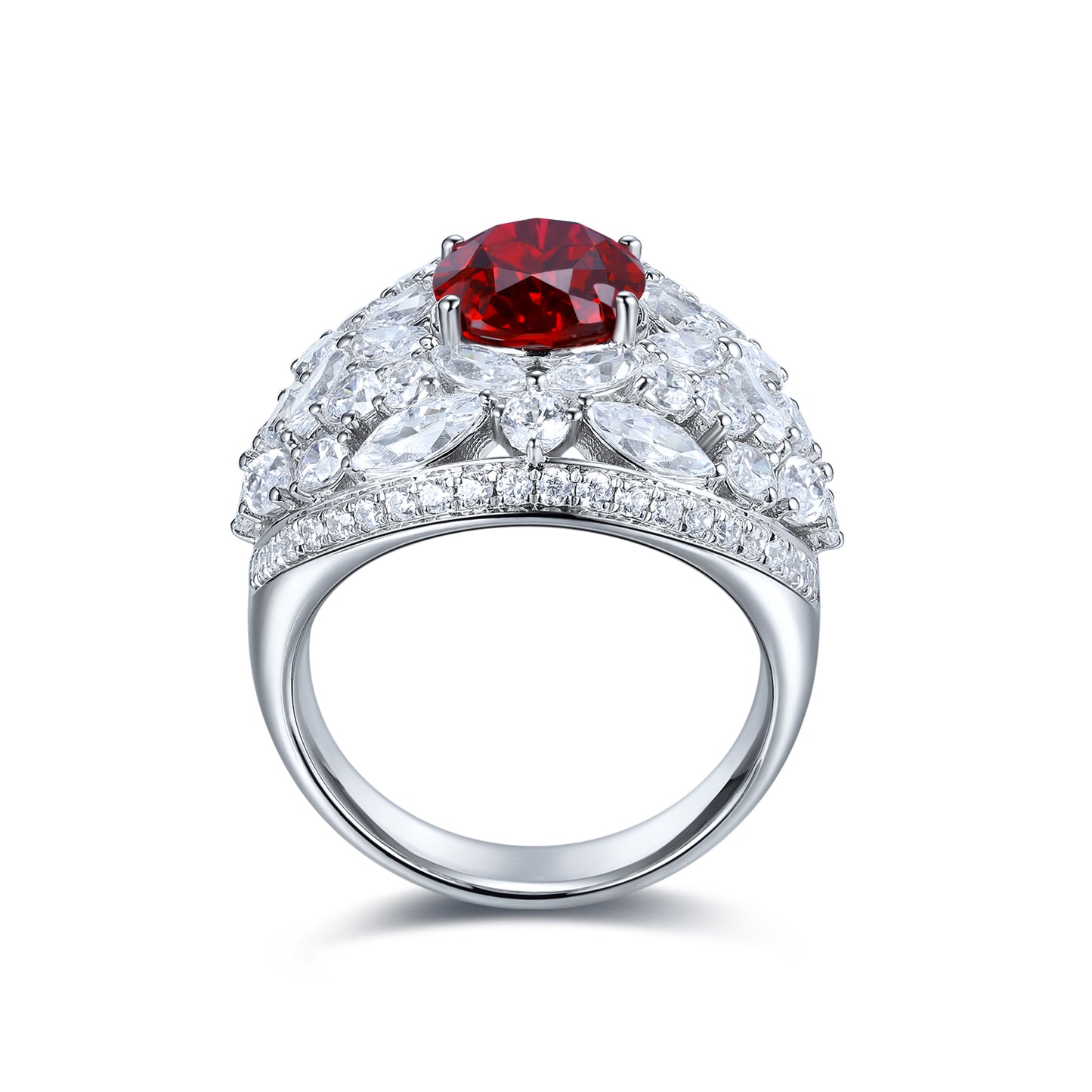 3.7 CTW Oval Lab Grown Ruby S925 Ring plated