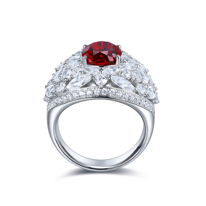 3.7 CTW Oval Lab Grown Ruby S925 Ring plated