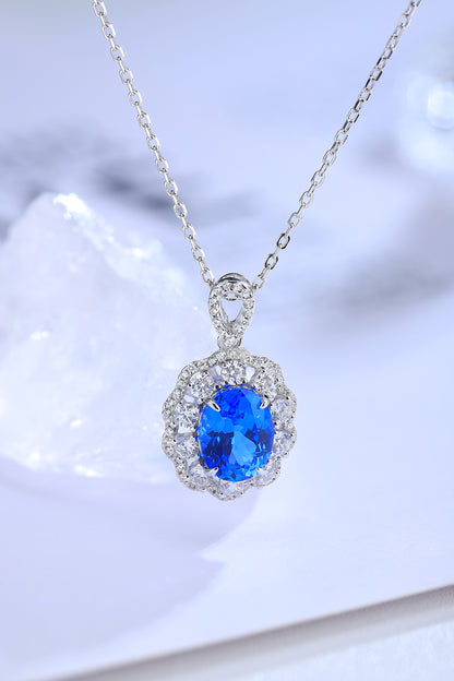 ANSTER JEWELRY 2.4 CTW Oval Lab Grown Spinel S925 Necklace plated