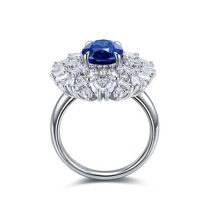 3.5 CTW Oval Lab Grown Sapphire S925 Ring plated