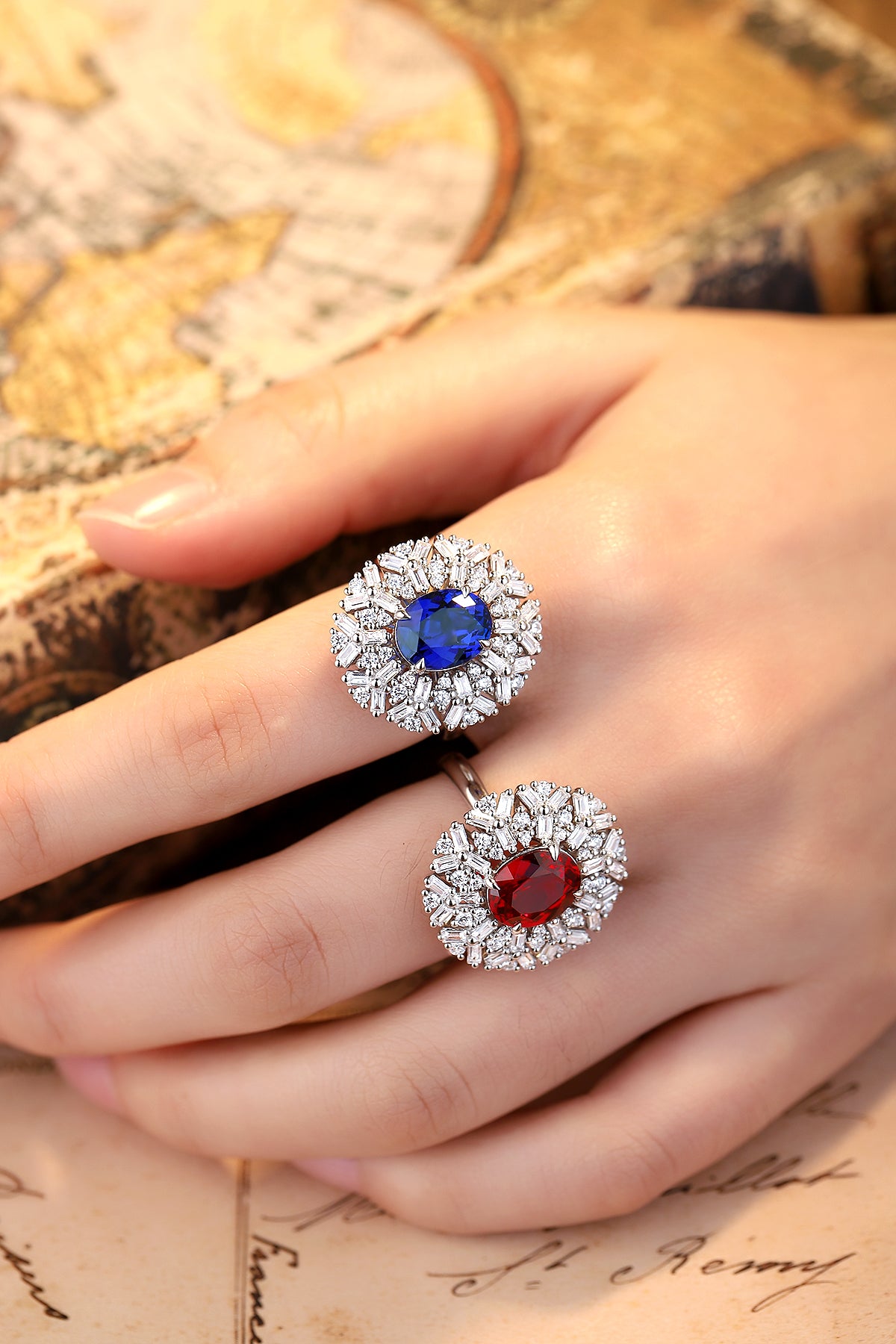 3.6 CTW Oval Lab Grown Ruby S925 Ring plated