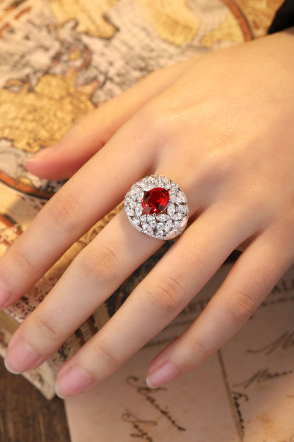 3.7 CTW Oval Lab Grown Ruby S925 Ring plated