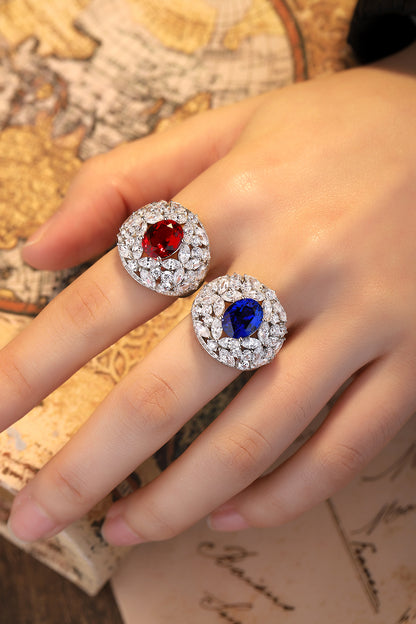 3.7 CTW Oval Lab Grown Ruby S925 Ring plated