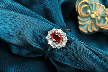 ANSTER JEWELRY 1 CTW Oval Lab Grown Ruby S925 Ring plated