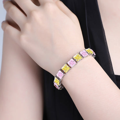 ANSTER Jewelry Custom Pink Lab Grown Diamond Platinum Bracelet