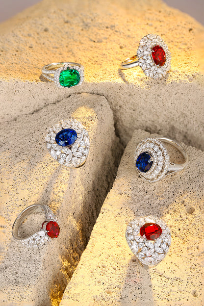 3.7 CTW Oval Lab Grown Ruby S925 Ring plated