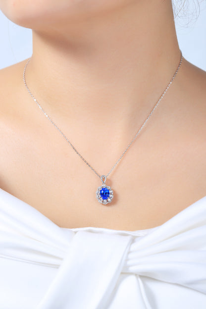 ANSTER JEWELRY 2.4 CTW Oval Lab Grown Spinel S925 Necklace plated