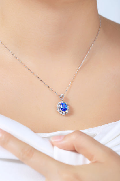 ANSTER JEWELRY 2.4 CTW Oval Lab Grown Spinel S925 Necklace plated