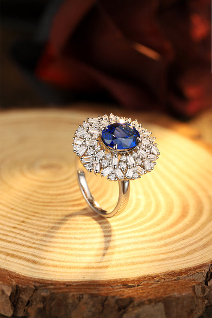 3.5 CTW Oval Lab Grown Sapphire S925 Ring plated