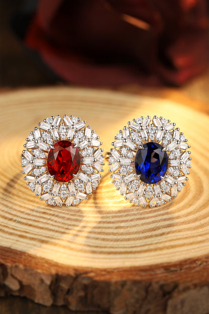 3.6 CTW Oval Lab Grown Ruby S925 Ring plated