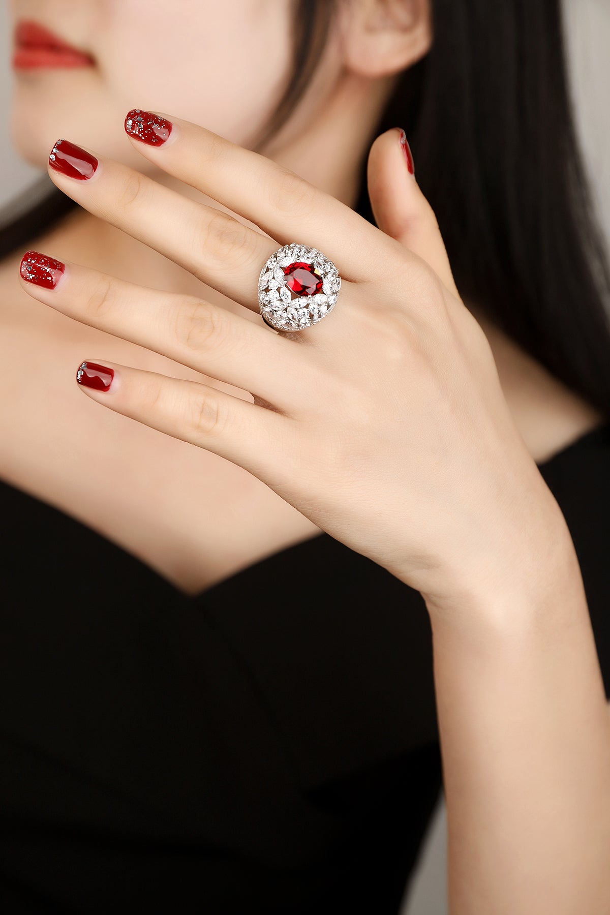 3.7 CTW Oval Lab Grown Ruby S925 Ring plated