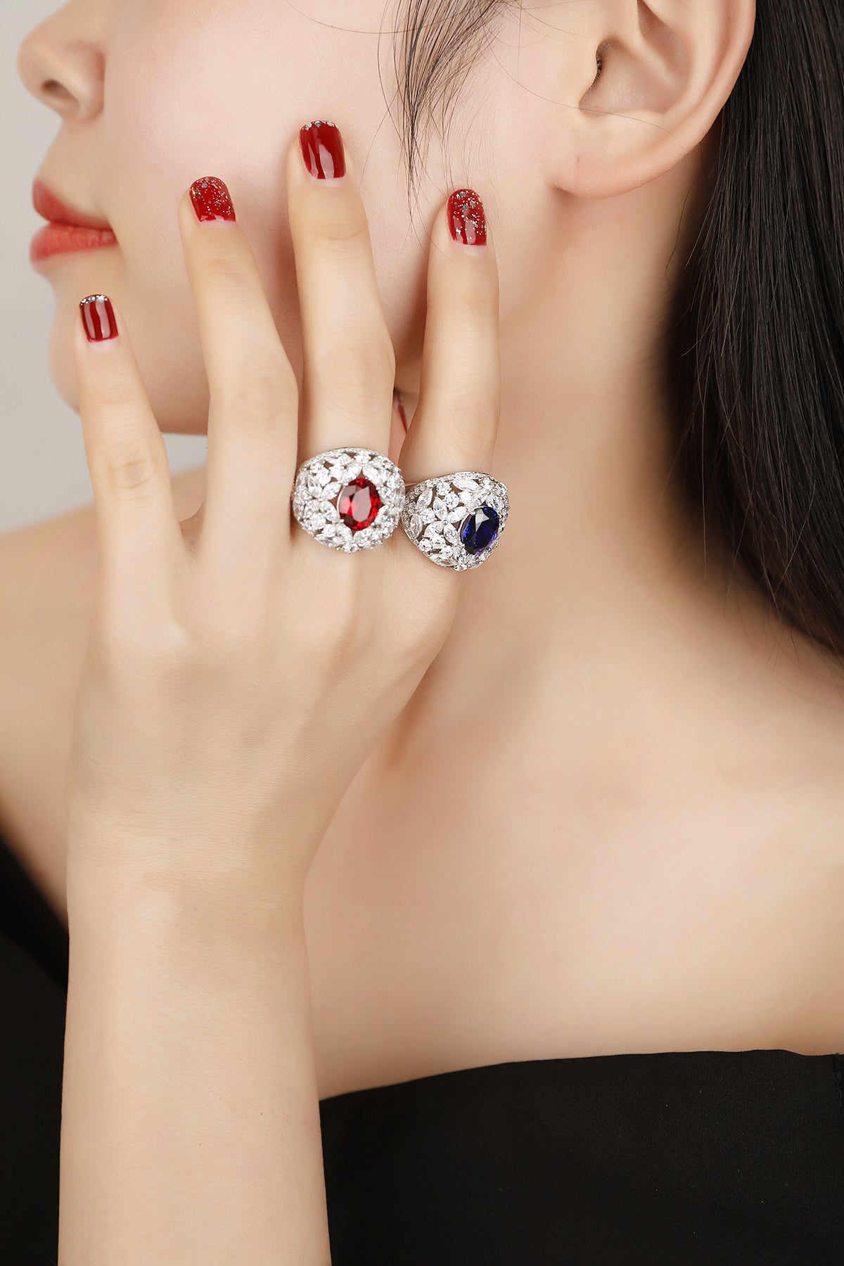3.7 CTW Oval Lab Grown Ruby S925 Ring plated
