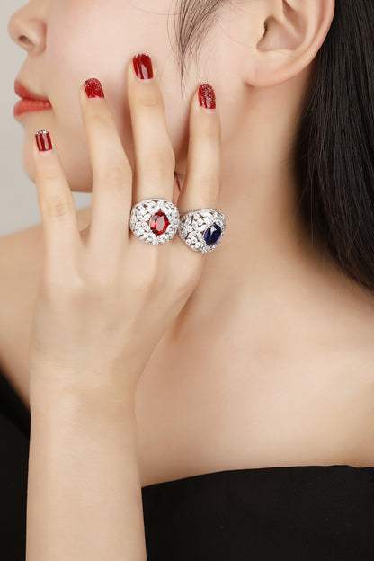 3.7 CTW Oval Lab Grown Ruby S925 Ring plated