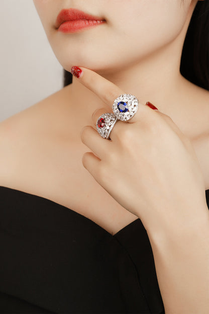 3.7 CTW Oval Lab Grown Ruby S925 Ring plated