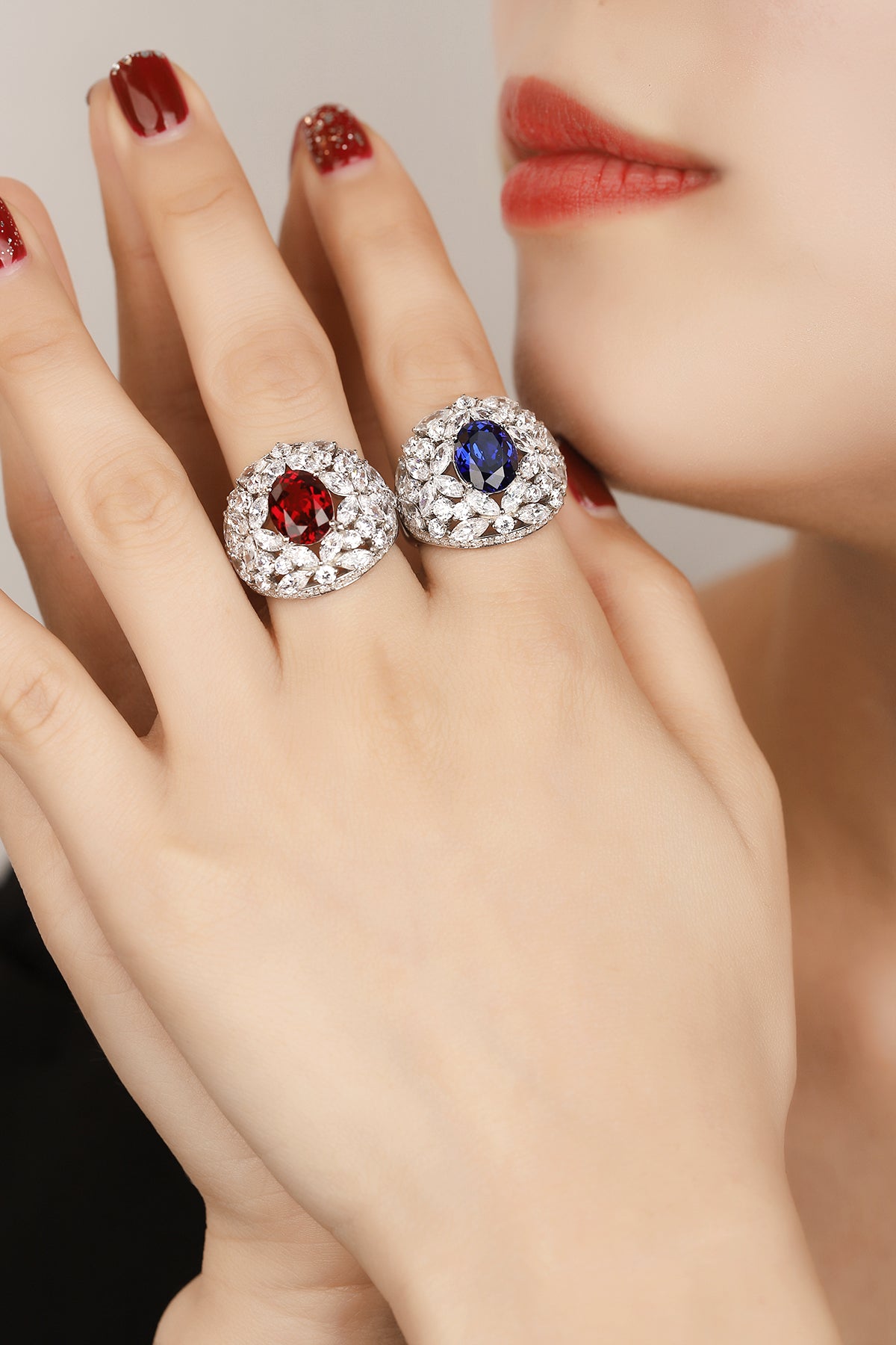 3.7 CTW Oval Lab Grown Ruby S925 Ring plated