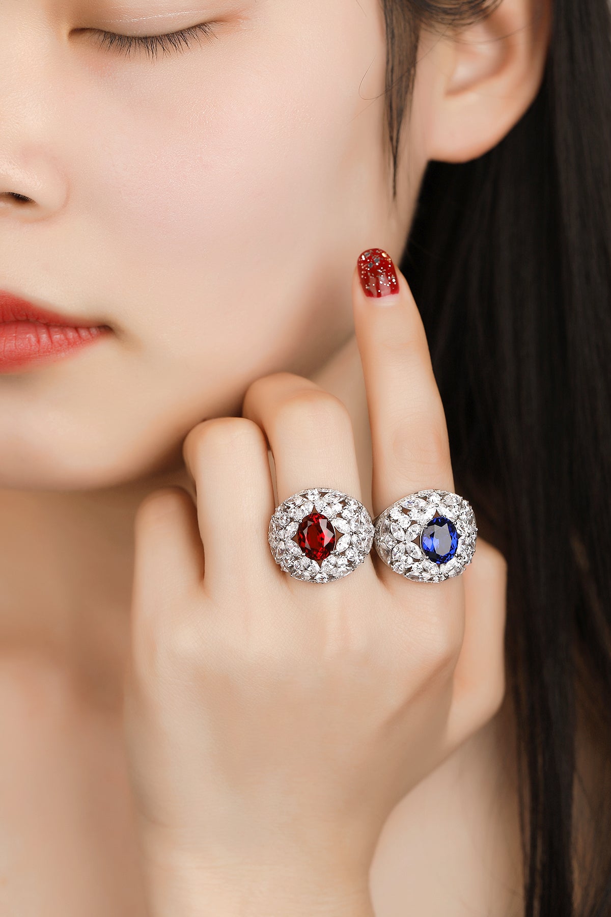 3.7 CTW Oval Lab Grown Ruby S925 Ring plated