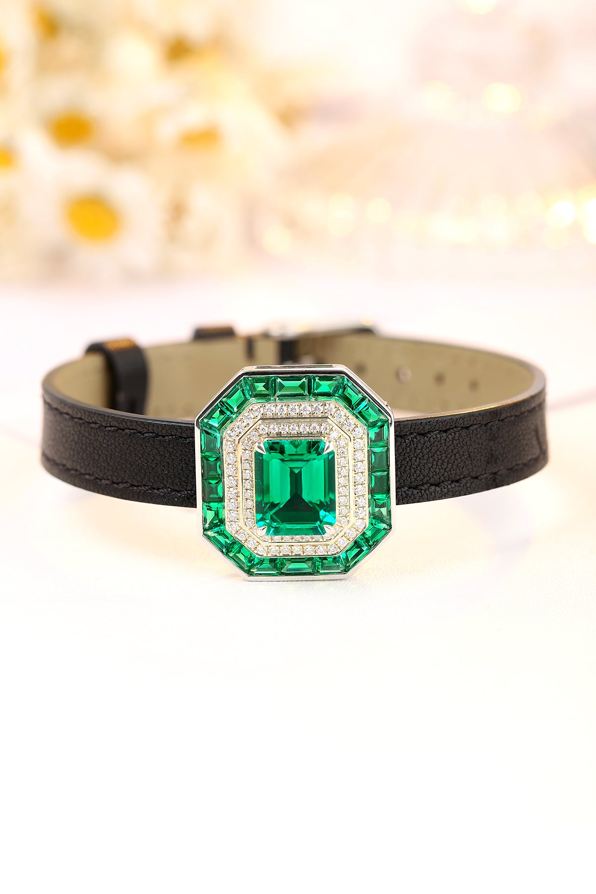 ANSTER Jewelry 4.4 CTW Asscher Lab Grown Emerald 18K Gold Bracelet plated