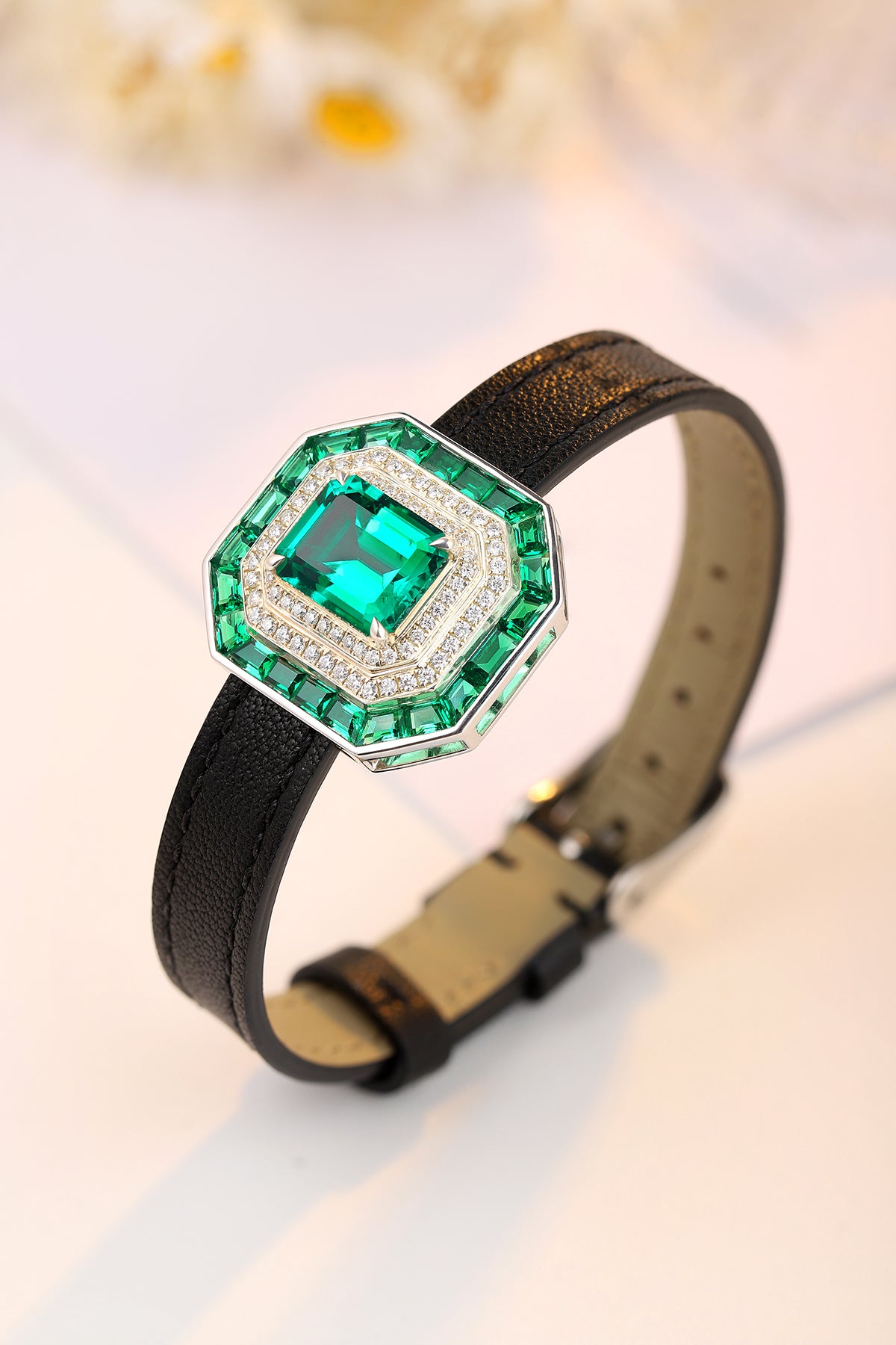 ANSTER Jewelry 4.4 CTW Asscher Lab Grown Emerald 18K Gold Bracelet plated