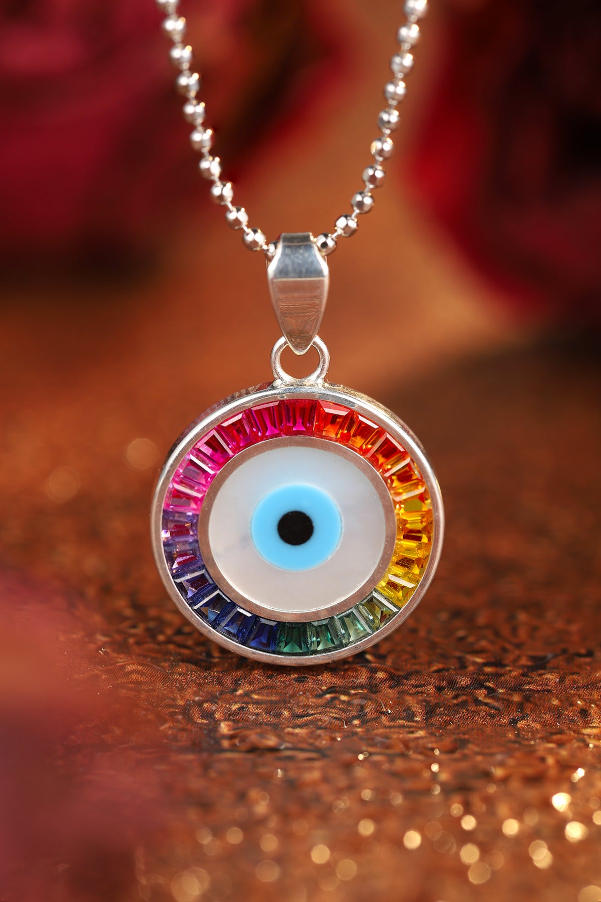 ANSTER Jewelry Princess Lab Grown Rainbow Eye S925 Necklace plated
