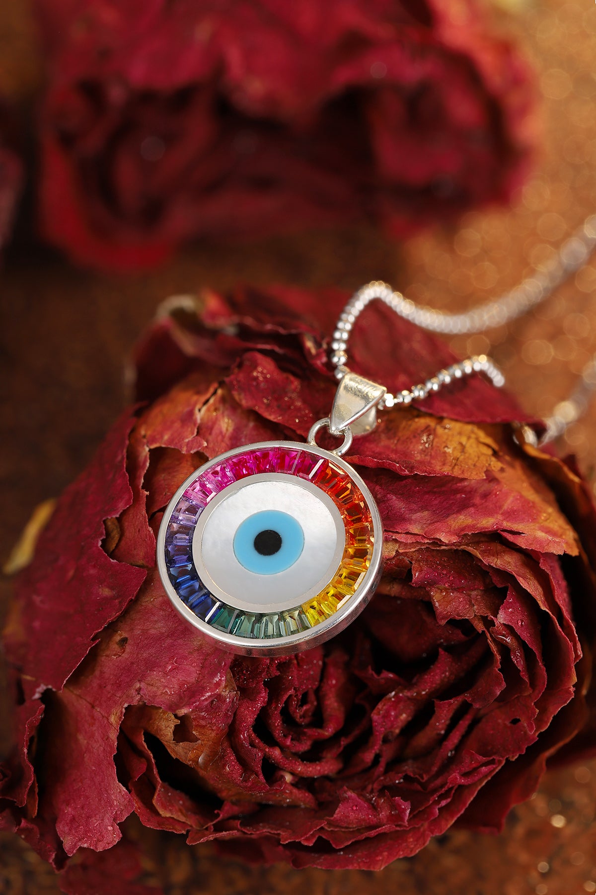 ANSTER Jewelry Princess Lab Grown Rainbow Eye S925 Necklace plated