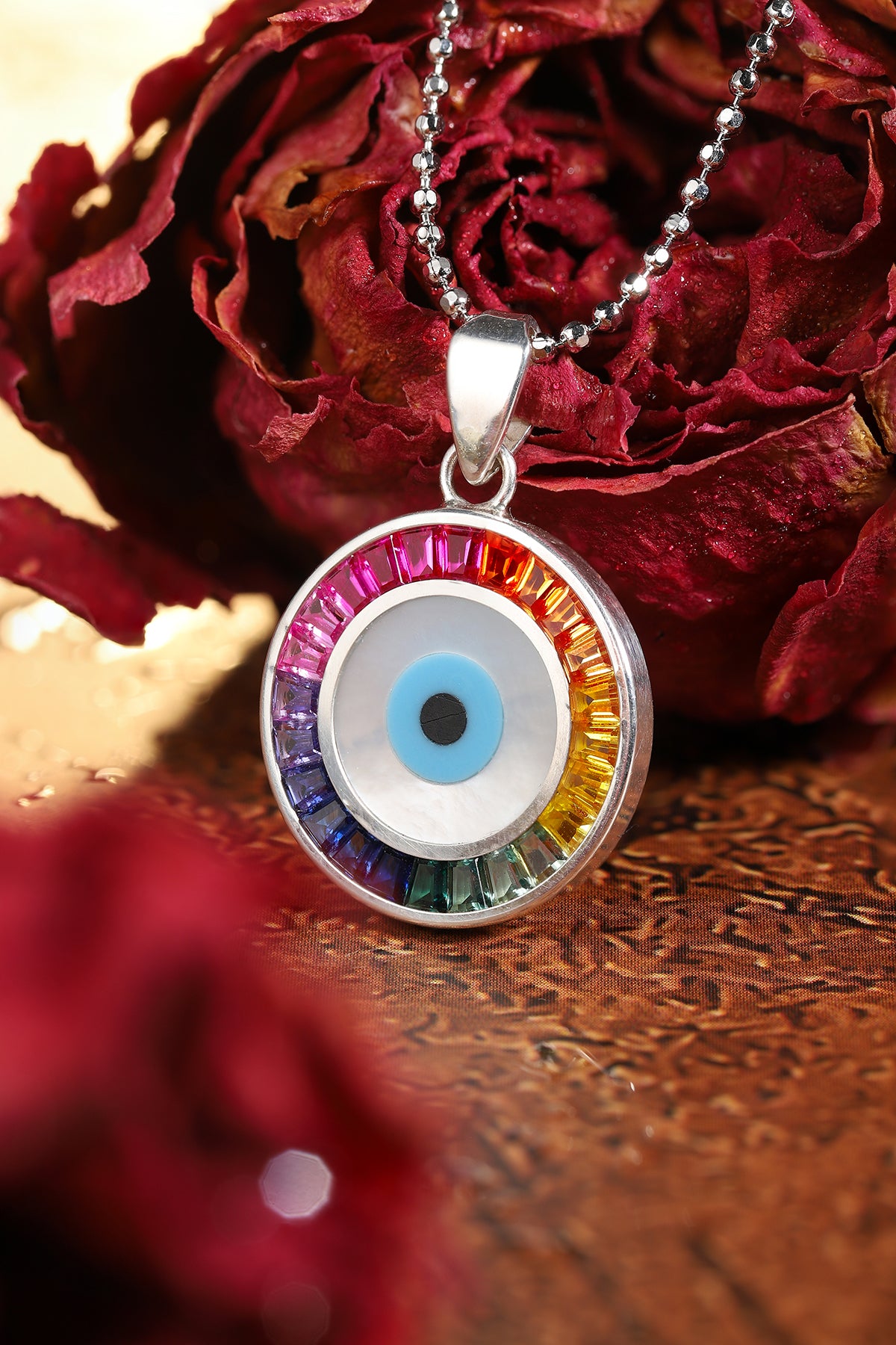 ANSTER Jewelry Princess Lab Grown Rainbow Eye S925 Necklace plated