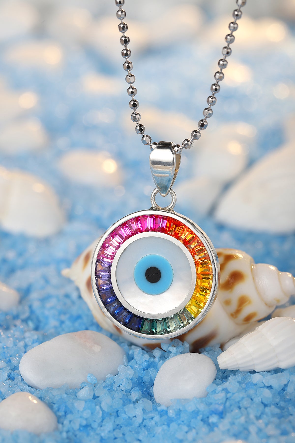 ANSTER Jewelry Princess Lab Grown Rainbow Eye S925 Necklace plated