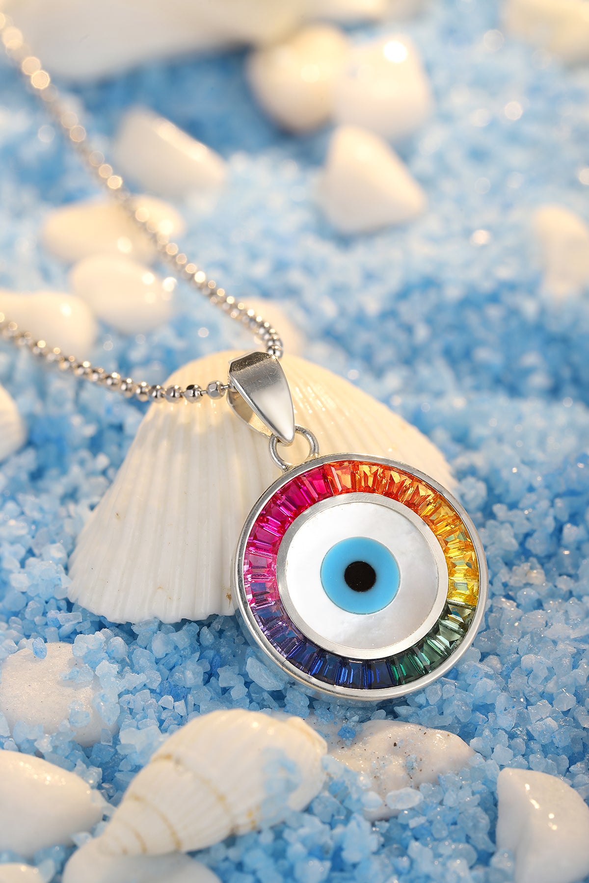 ANSTER Jewelry Princess Lab Grown Rainbow Eye S925 Necklace plated