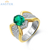 ANSTER Jewelry Customize Lab Grown Gemstone 18K Gold Ring Lab Emerald Ring