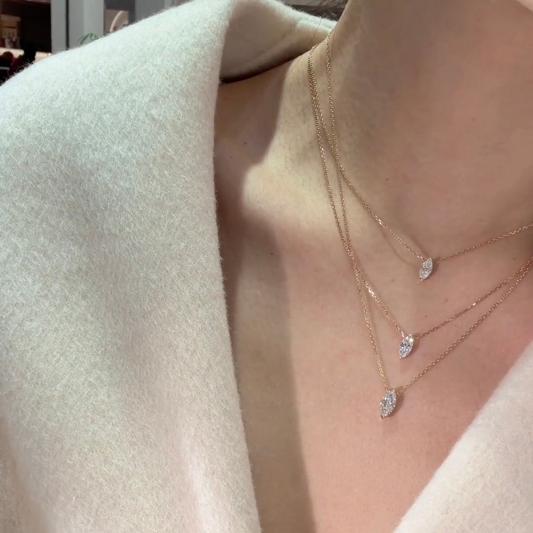 ANSTER Wholesales Price Marquise cut Lab Grown Diamonds Pendant Necklace with IGI