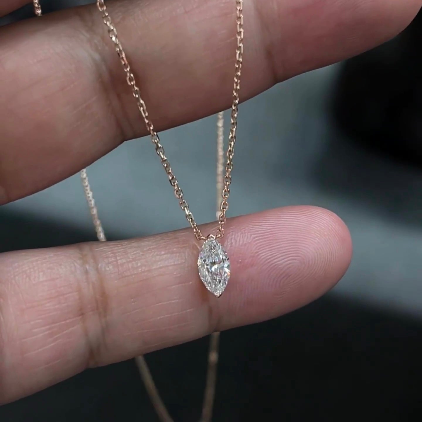 ANSTER Wholesales Price Marquise cut Lab Grown Diamonds Pendant Necklace with IGI