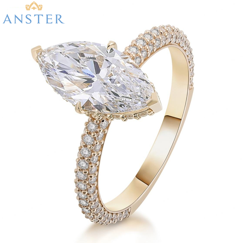 ANSTER Wholesales Price IGI Marquise Cut Lab Grown Diamond Engagement Ring 18K Gold Ring