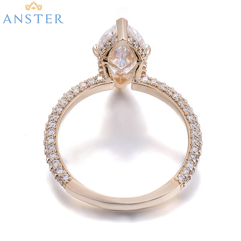 ANSTER Wholesales Price IGI Marquise Cut Lab Grown Diamond Engagement Ring 18K Gold Ring