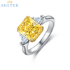 ANSTER Jewelry IGI 3ct Yellow lab Grown Diamond Ring Platinum PT950 Ring