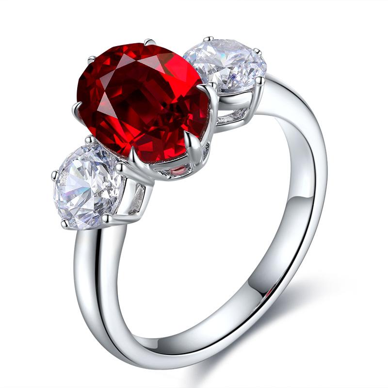 3.5 CTW Oval Lab Grown Sapphire S925 Ring plated