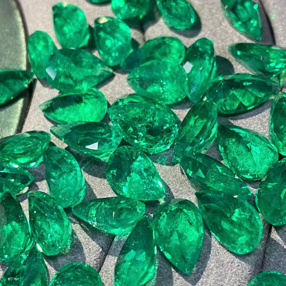 ANSTER Jewelry Custom 18K White Gold Pear cut Lab Grown Emerald Earrings with GIA