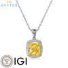 ANSTER Jewelry PT950 Necklace 5ct IGI Fancy Color VVS2 Lab Grown Diamond Pendant Necklace