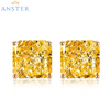 ANSTER Jewelry 18K Gold IGI 6ct Square Cut Lab Grown Yellow Diamond Earrings